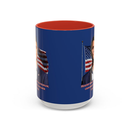 Charlie Kirk, Healthy Debate Blue Accent Mug by theGreenDragonTavern.shop