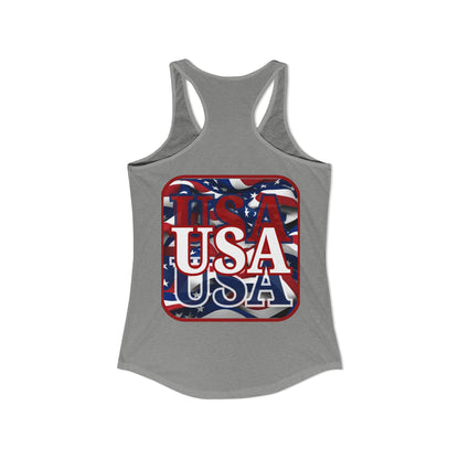 2-sided, Red WHITE and Blue USA Patriot Women's Racerback Tank Top by theGreenDragonTavern.shop