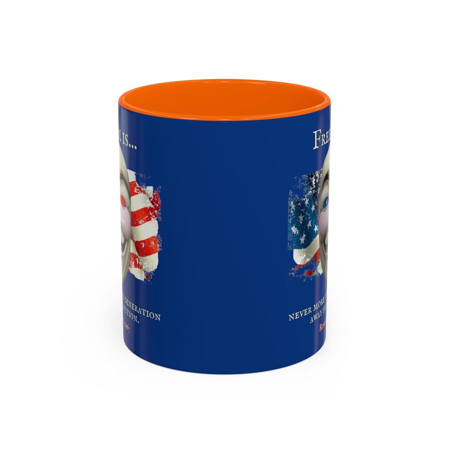 Ronald Reagan Freedom Vendetta Blue Accent Mug by theGreenDragonTavern.shop