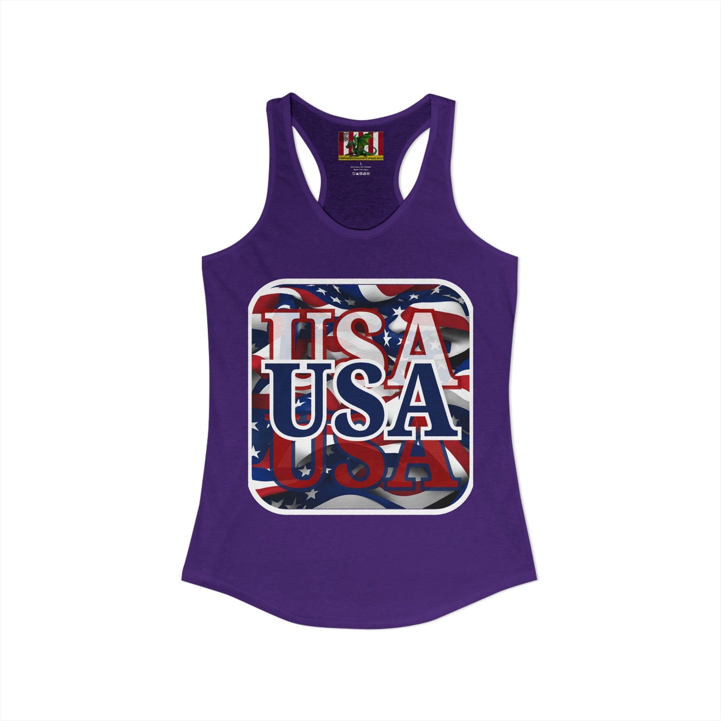 Red White and BLUE USA Patriot Women's Racerback Tank Top by theGreenDragonTavern.shop