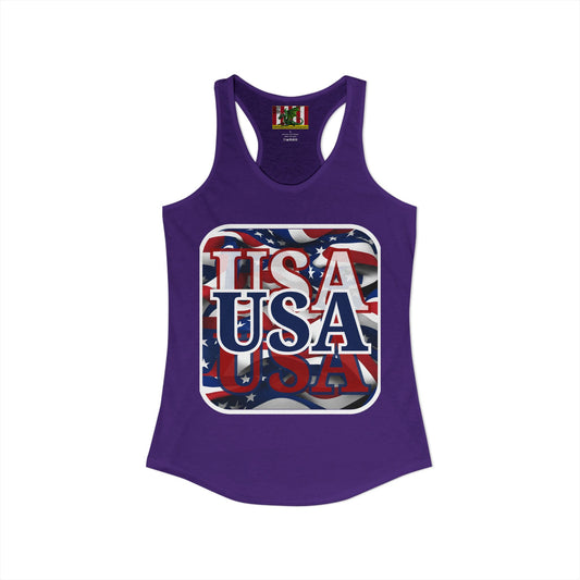 Red White and BLUE USA Patriot Women's Racerback Tank Top by theGreenDragonTavern.shop