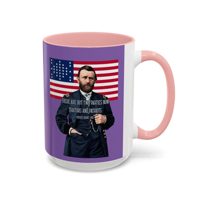 "Traitors and Patriots" Ulysses Grant Light Purple Accent Mug by theGreenDragonTavern.shop