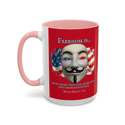 Ronald Reagan Freedom Vendetta Red Accent Mug by theGreenDragonTavern.shop