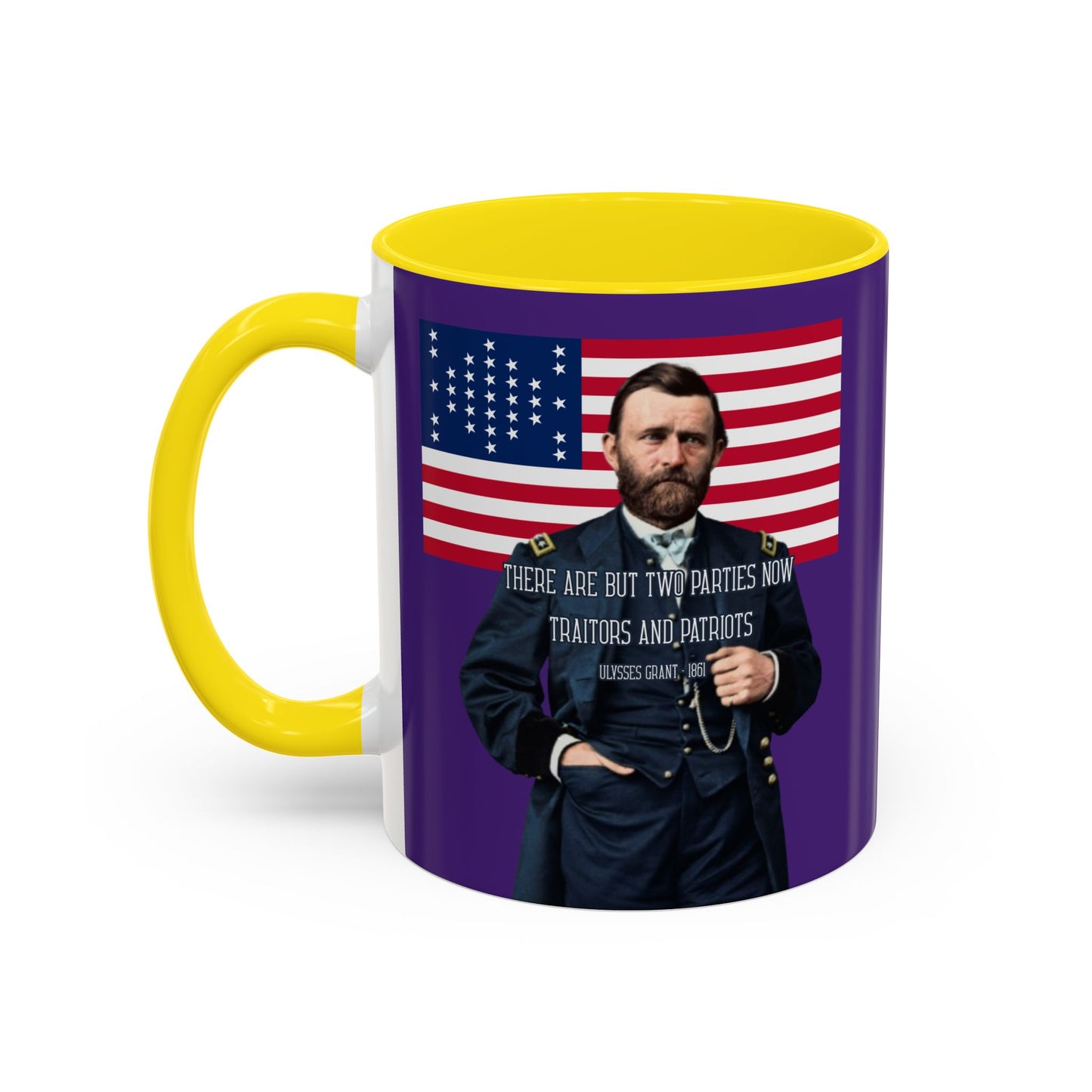 "Traitors and Patriots" Ulysses Grant Dark Purple Accent Mug by theGreenDragonTavern.shop