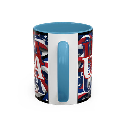 USA White font Center Patriot Black Accent Mug by theGreenDragonTavern.shop