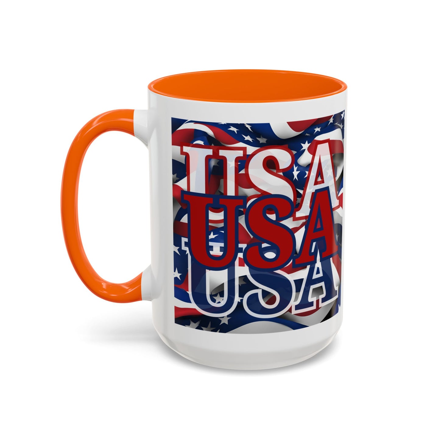 USA Red font Center Patriot White Accent Mug by theGreenDragonTavern.shop