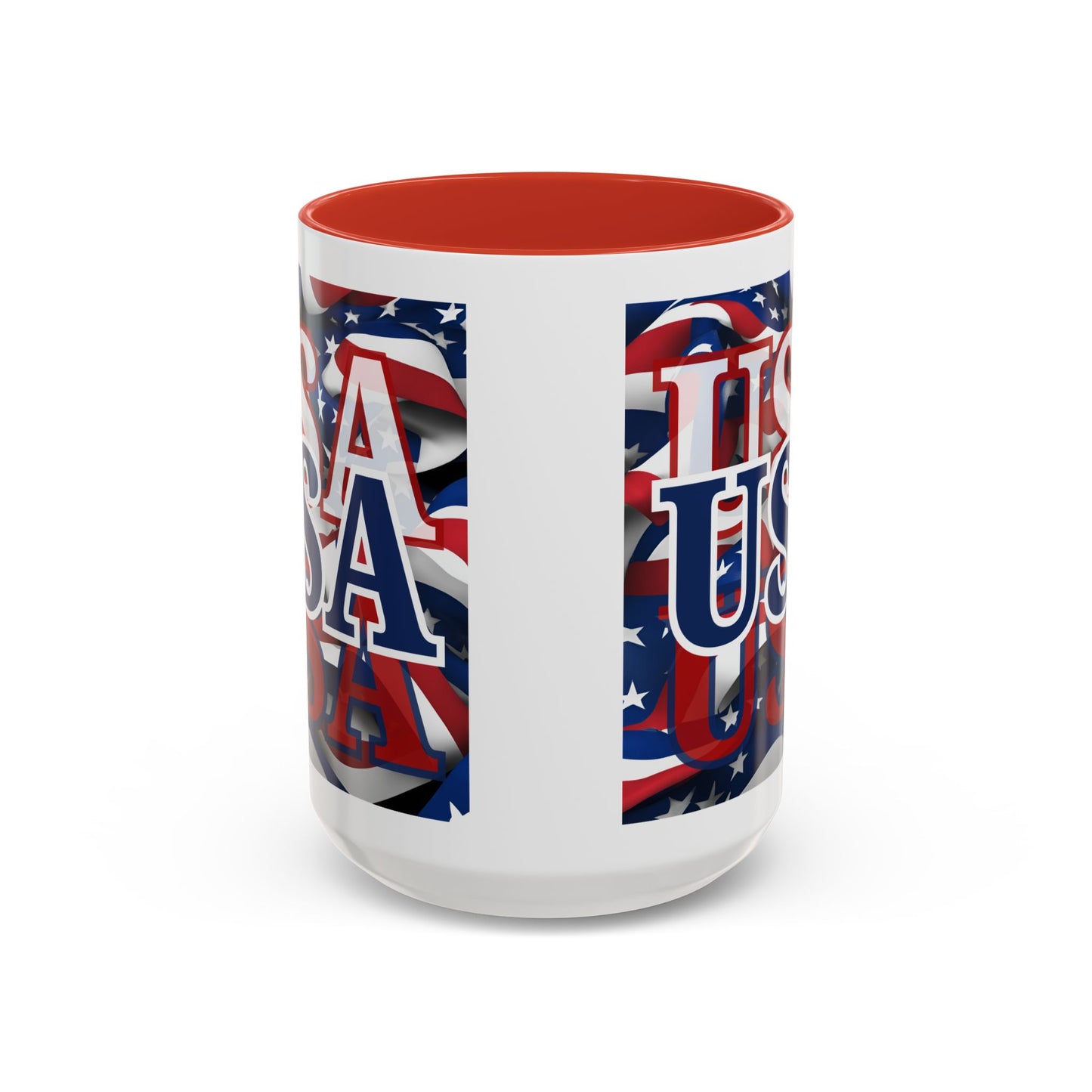 USA Blue font Center Patriot White Accent Mug by theGreenDragonTavern.shop