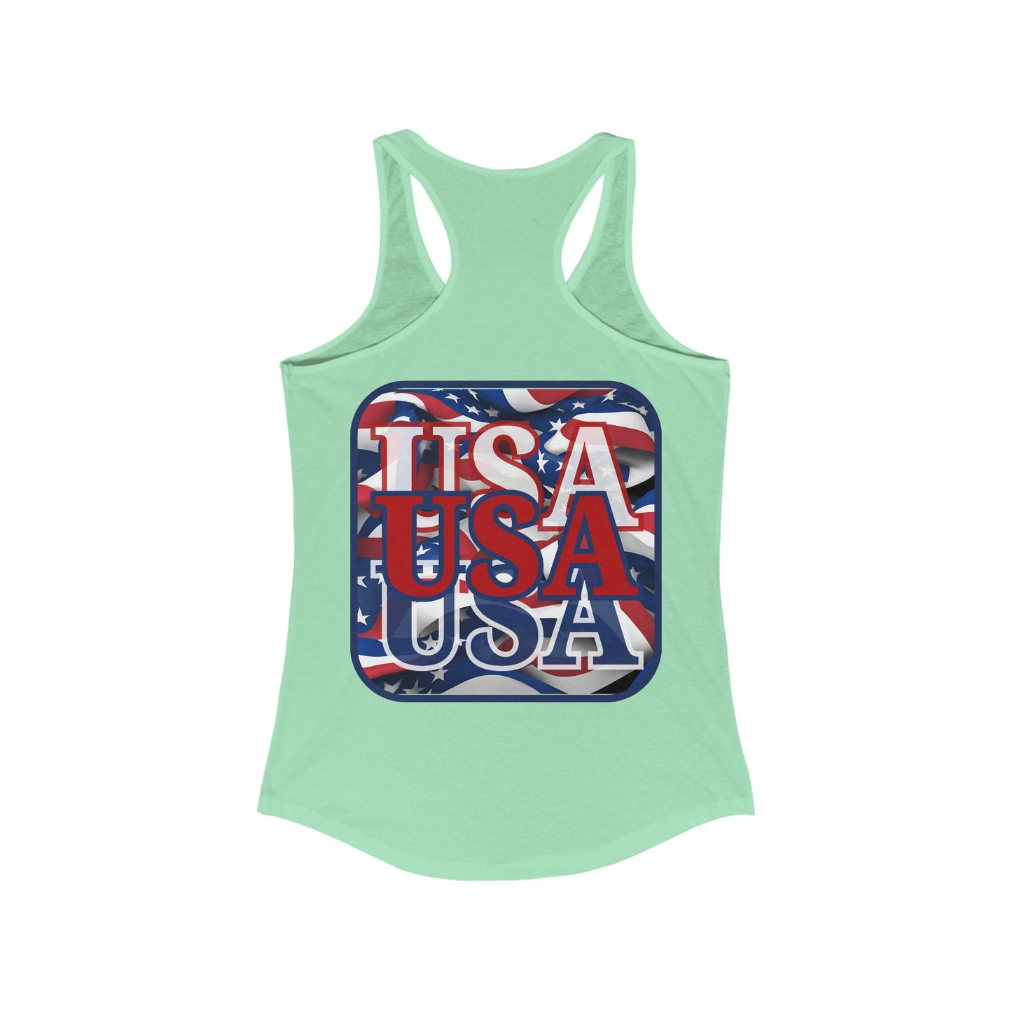 2-sided, RED White and Blue USA Patriot Women's Racerback Tank Top by theGreenDragonTavern.shop