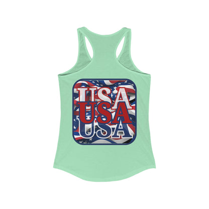 2-sided, RED White and Blue USA Patriot Women's Racerback Tank Top by theGreenDragonTavern.shop