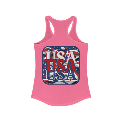 2-sided, RED White and Blue USA Patriot Women's Racerback Tank Top by theGreenDragonTavern.shop
