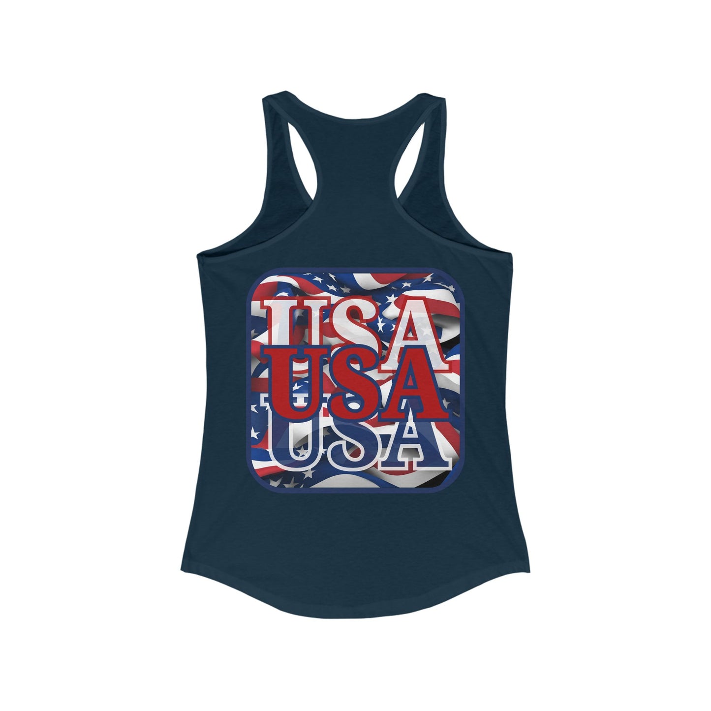 2-sided, RED White and Blue USA Patriot Women's Racerback Tank Top by theGreenDragonTavern.shop