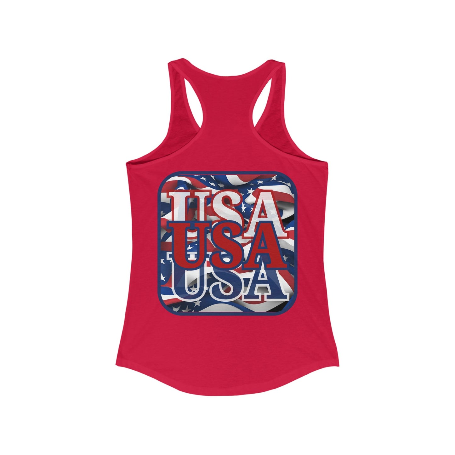 2-sided, RED White and Blue USA Patriot Women's Racerback Tank Top by theGreenDragonTavern.shop