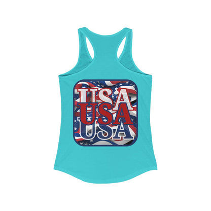 2-sided, RED White and Blue USA Patriot Women's Racerback Tank Top by theGreenDragonTavern.shop