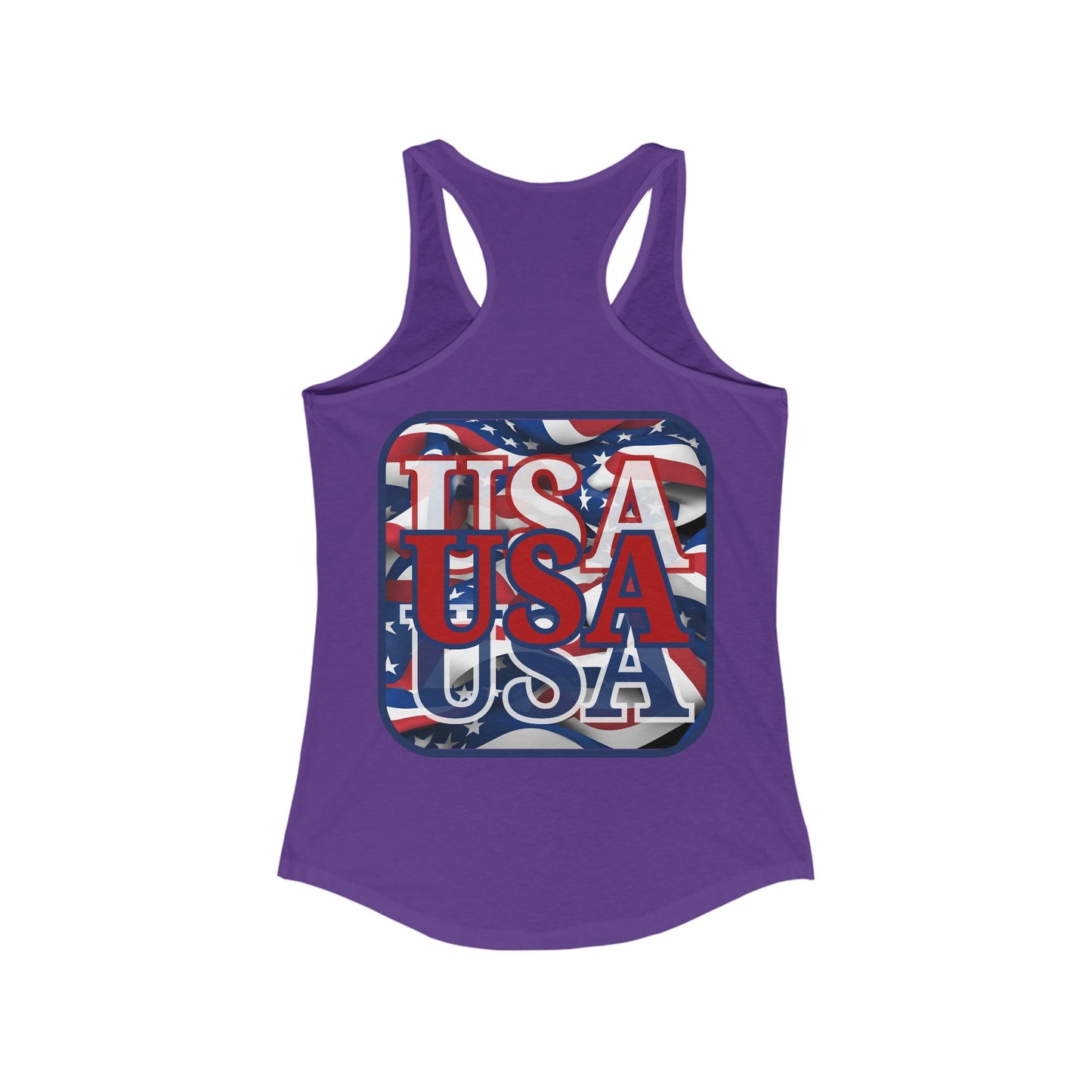 2-sided, RED White and Blue USA Patriot Women's Racerback Tank Top by theGreenDragonTavern.shop