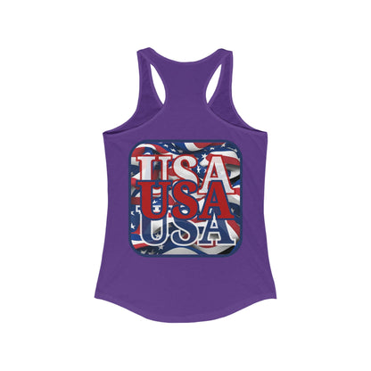 2-sided, RED White and Blue USA Patriot Women's Racerback Tank Top by theGreenDragonTavern.shop