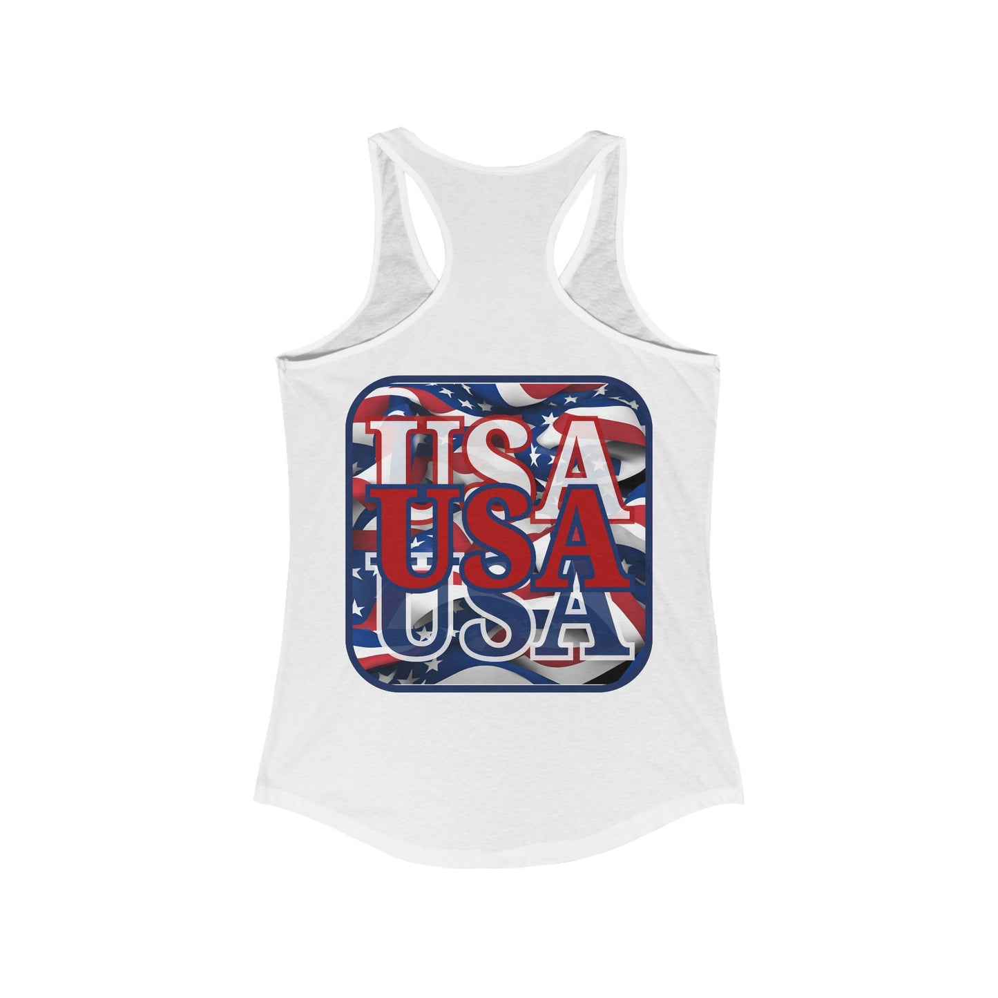 2-sided, RED White and Blue USA Patriot Women's Racerback Tank Top by theGreenDragonTavern.shop