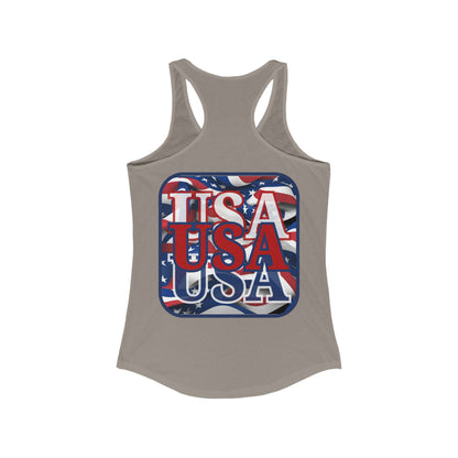 2-sided, RED White and Blue USA Patriot Women's Racerback Tank Top by theGreenDragonTavern.shop