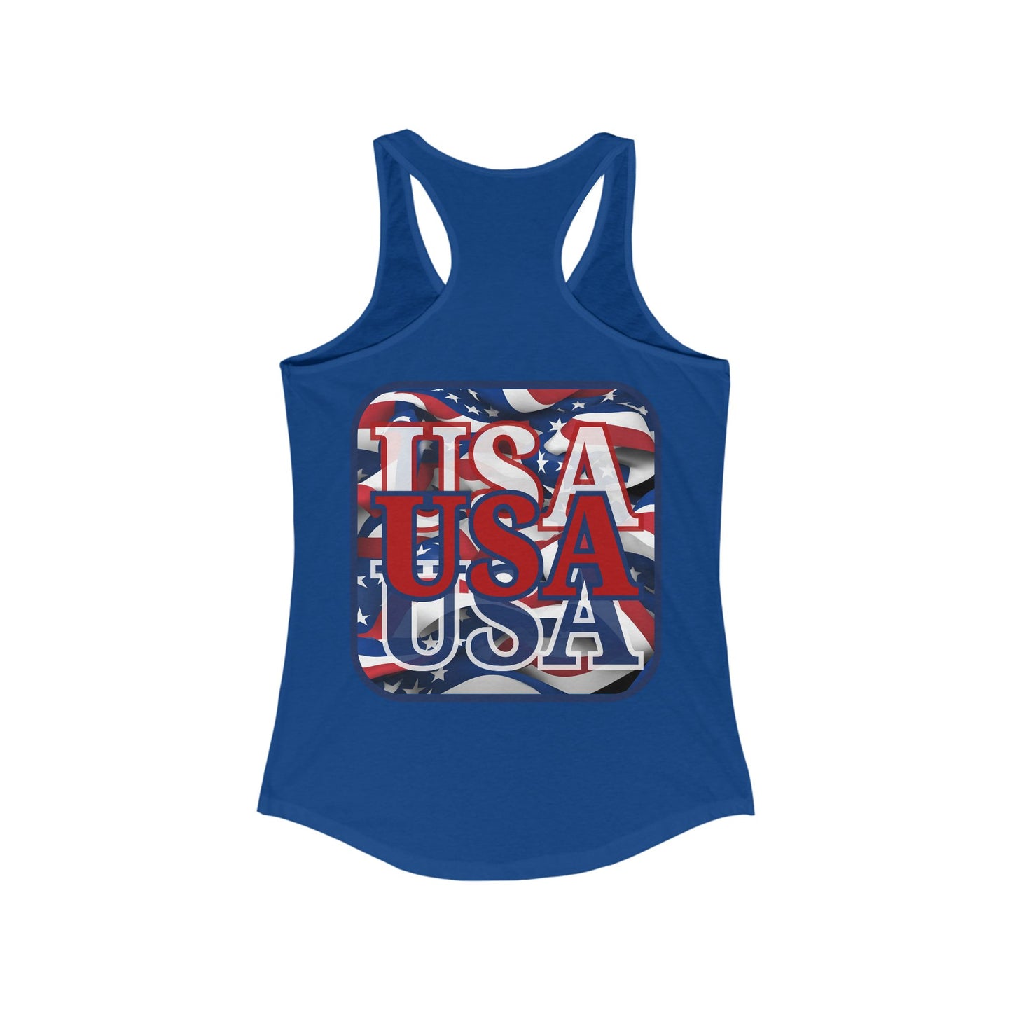 2-sided, RED White and Blue USA Patriot Women's Racerback Tank Top by theGreenDragonTavern.shop