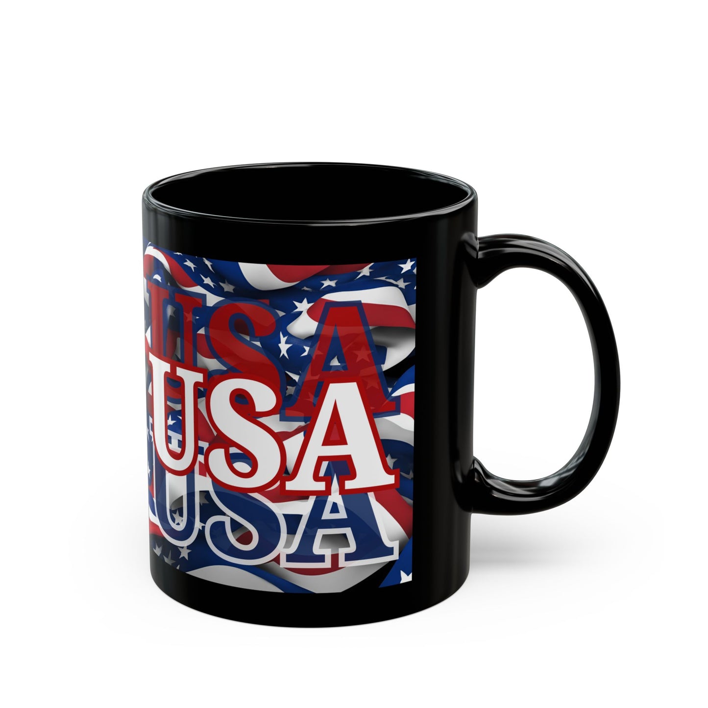 USA WHfont Center Patriot Black Mug by theGreenDragonTavern.shop