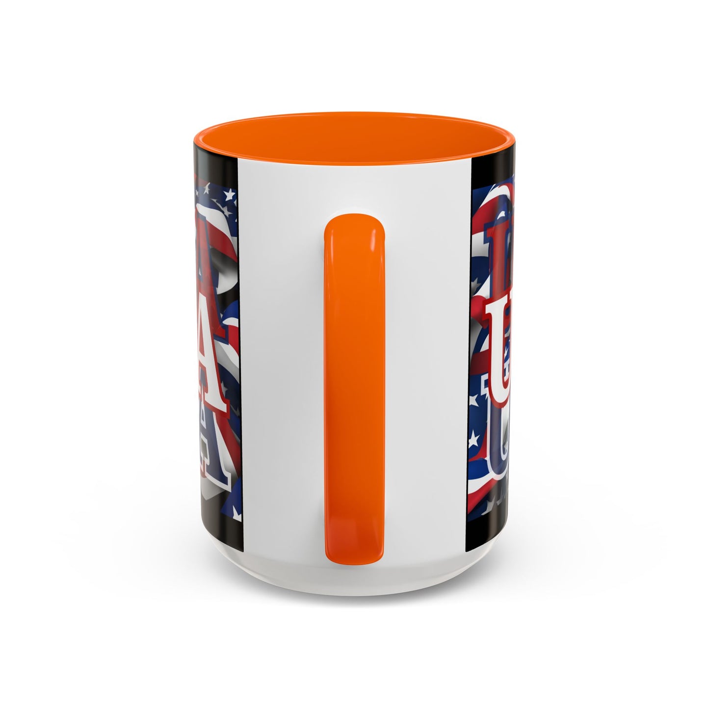 USA White font Center Patriot Black Accent Mug by theGreenDragonTavern.shop