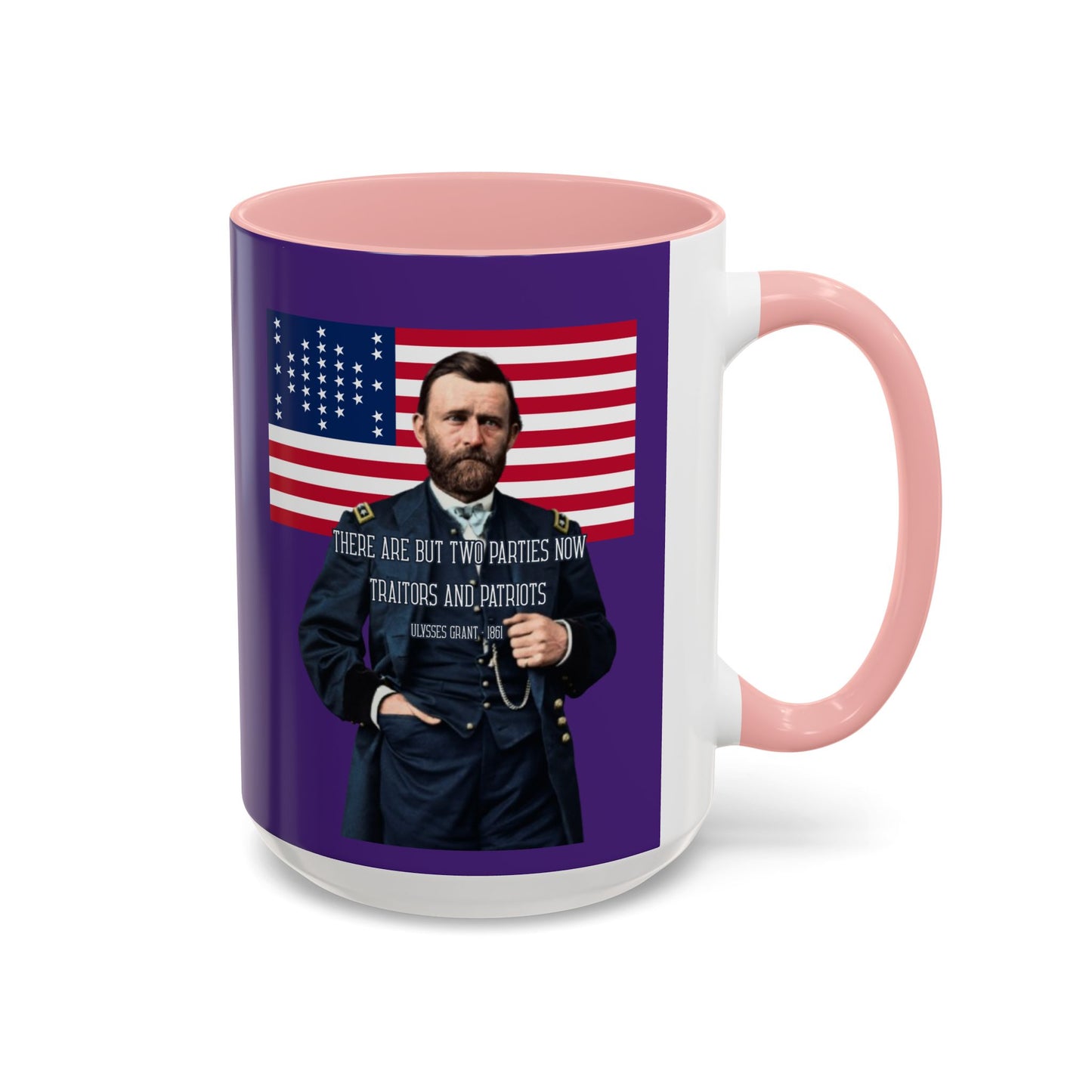 "Traitors and Patriots" Ulysses Grant Dark Purple Accent Mug by theGreenDragonTavern.shop