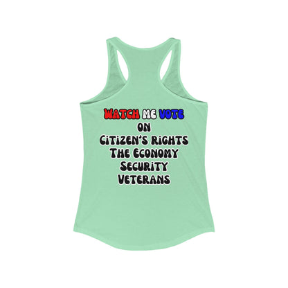 2-sided, I Am Woman Watch Me Vote Women's Racerback Tank Top by theGreenDragonTavern.shop