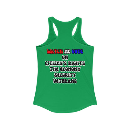 2-sided, I Am Woman Watch Me Vote Women's Racerback Tank Top by theGreenDragonTavern.shop