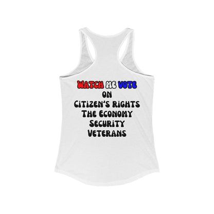 2-sided, I Am Woman Watch Me Vote Women's Racerback Tank Top by theGreenDragonTavern.shop