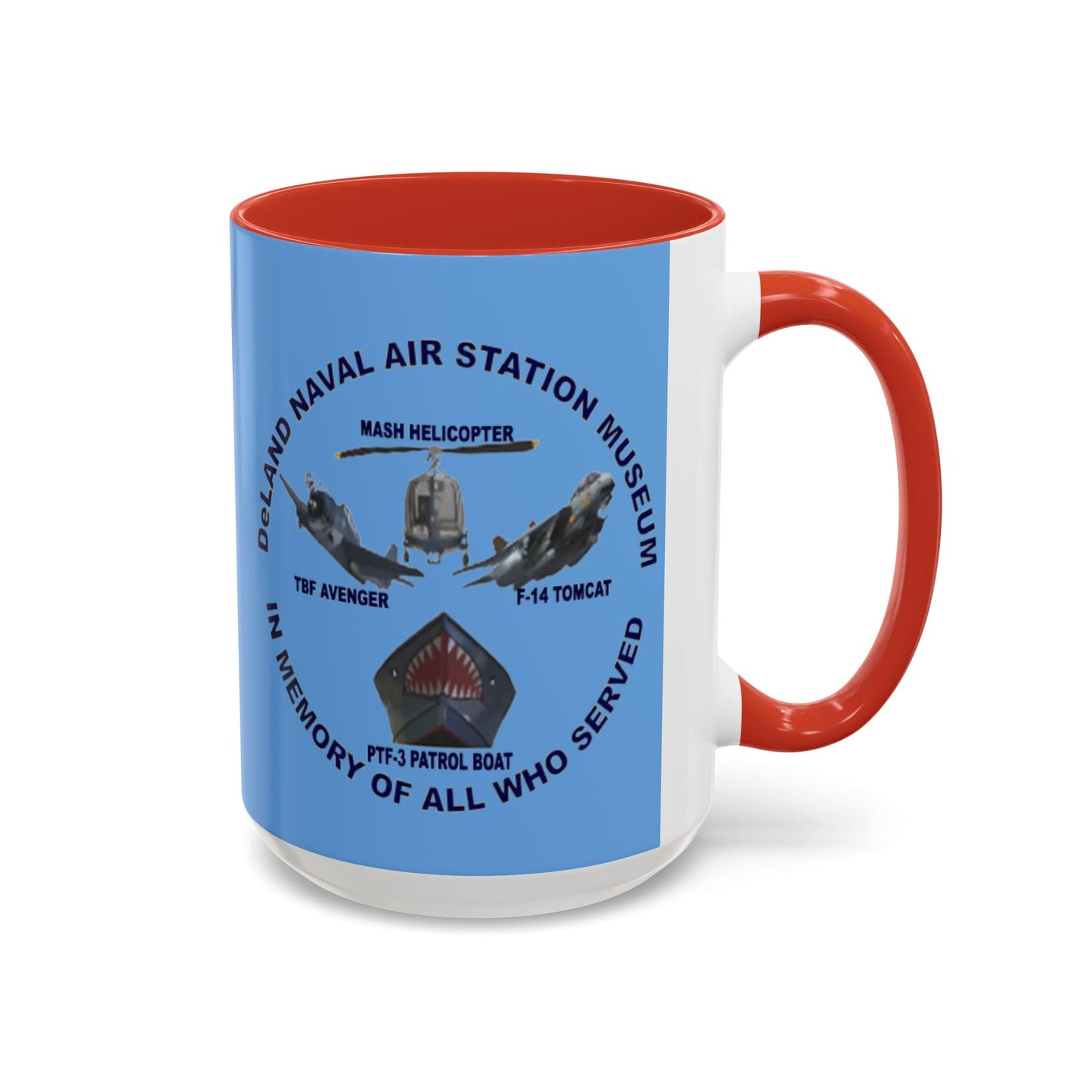 DNASM 2-sided, Founding & Student Art Light Blue Accent Mug by theGreenDragonTavern.shop