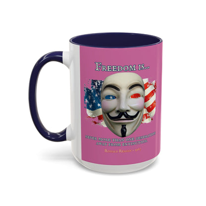 Ronald Reagan Freedom Vendetta Pink Accent Mug by theGreenDragonTavern.shop
