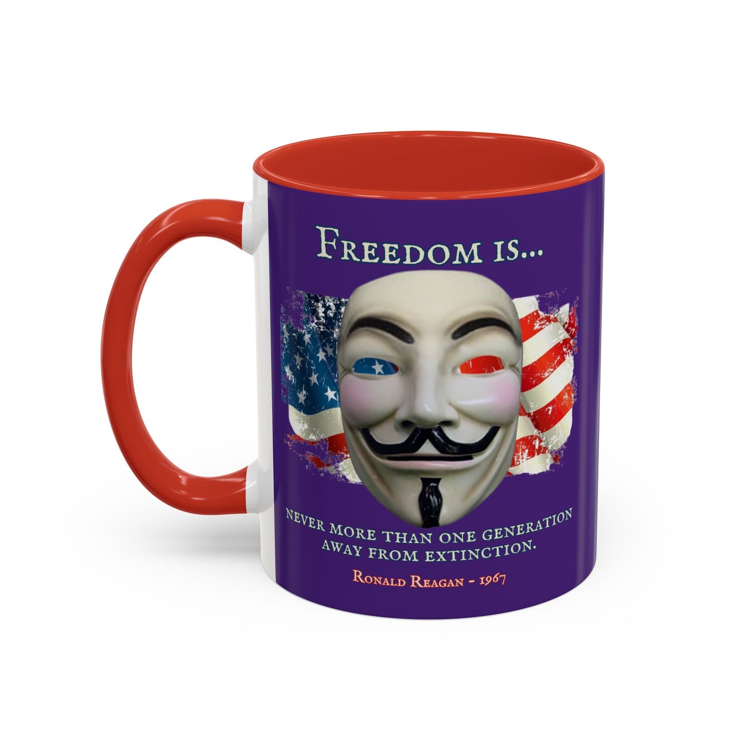 Ronald Reagan Freedom Vendetta Purple Accent Mug by theGreenDragonTavern.shop