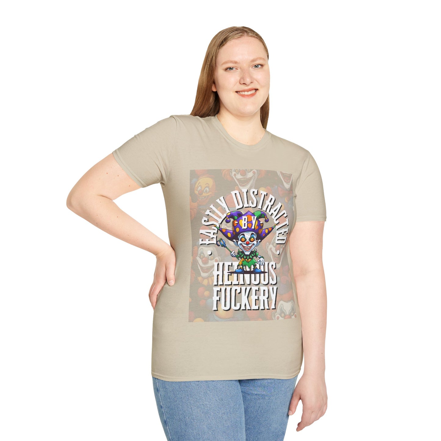 Easily Distracted by Heinous Fuckery Little Jincs Light colors Unisex T-Shirt by theGreenDragonTavern.shop