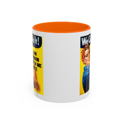 I Am Woman Watch Me Vote Rosie White Accent Mug by theGreenDragonTavern.shop