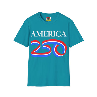 America 250 White font, Dark colors, Unisex T-Shirt by theGreenDragonTavern.shop