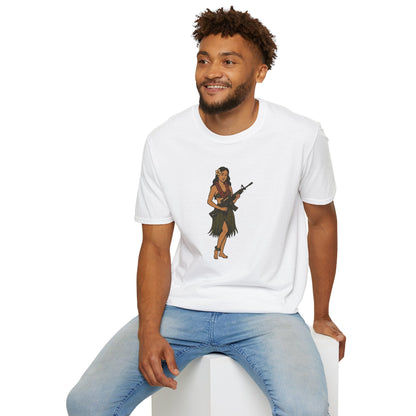 Hula Girl Packin' Heat Light colors Unisex T-Shirt by theGreenDragonTavern.shop