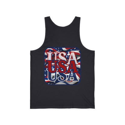 2-sided, RED White and Blue USA Patriot Unisex Jersey Tank Top by theGreenDragonTavern.shop