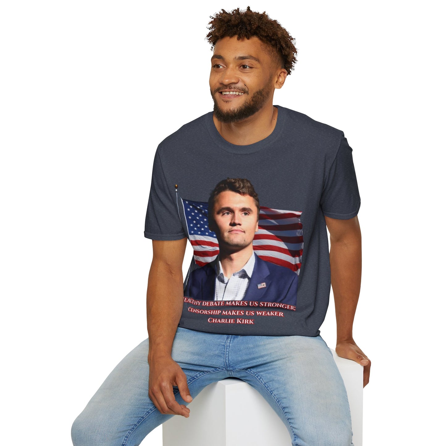 Charlie Kirk, Healthy Debate Dark colors Unisex T-Shirt by theGreenDragonTavern.shop