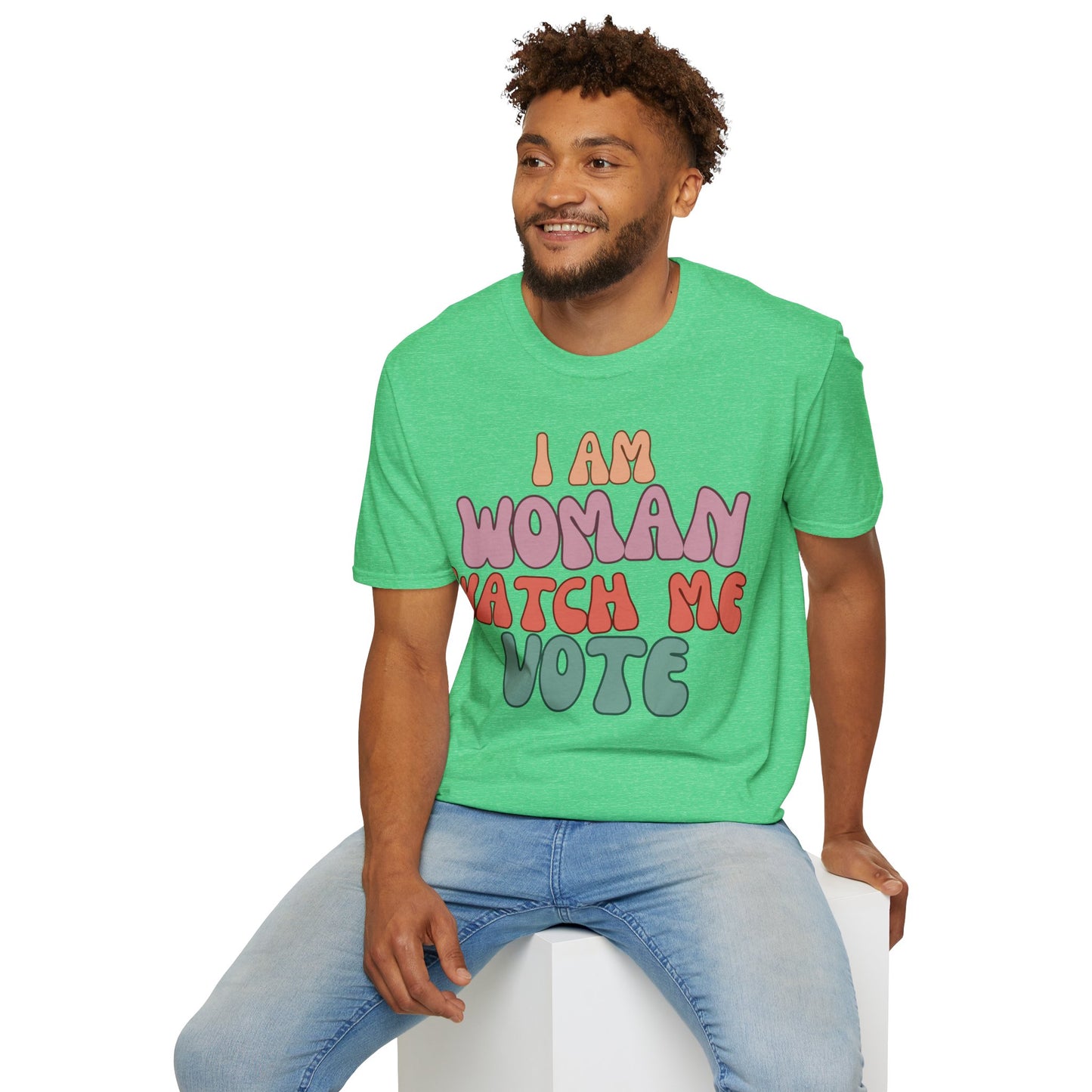 I Am Woman Watch Me Vote Dark colors Unisex T-Shirt by theGreenDragonTavern.shop