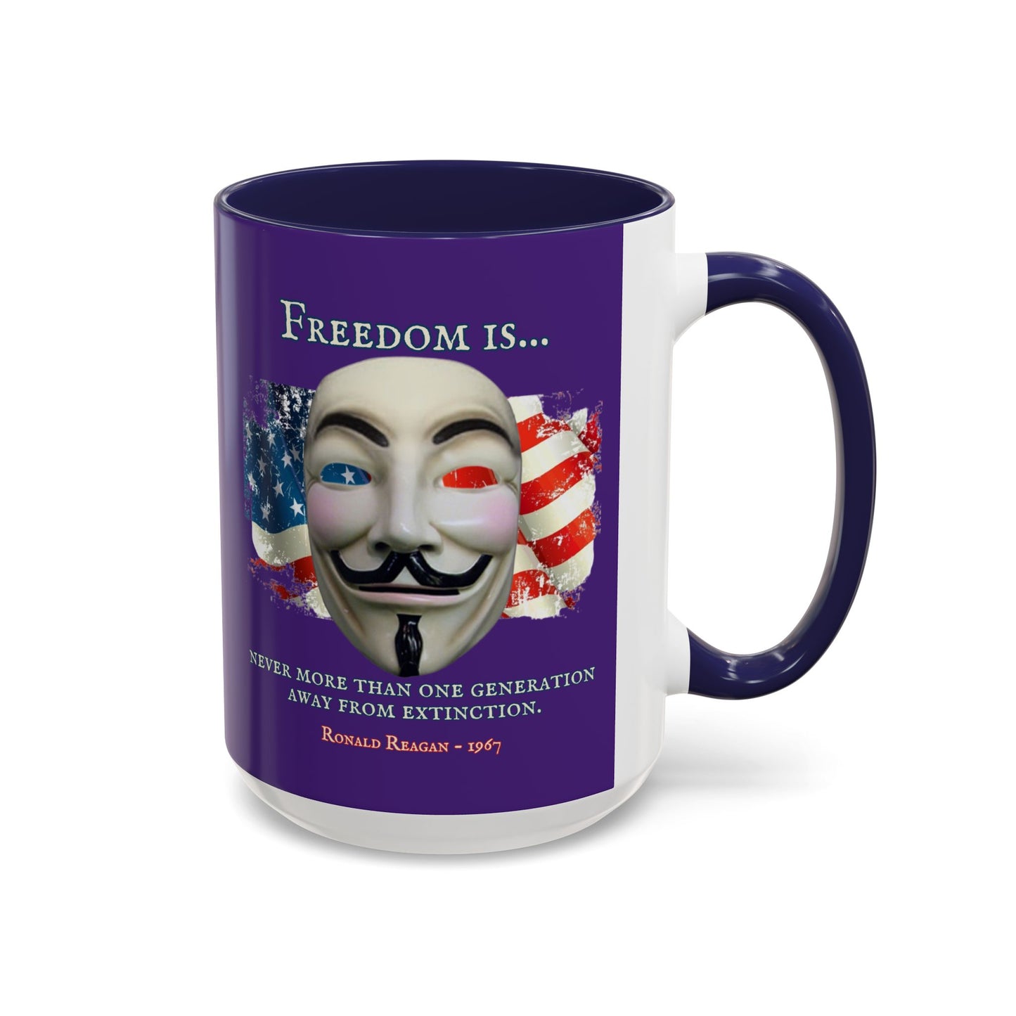 Ronald Reagan Freedom Vendetta Purple Accent Mug by theGreenDragonTavern.shop