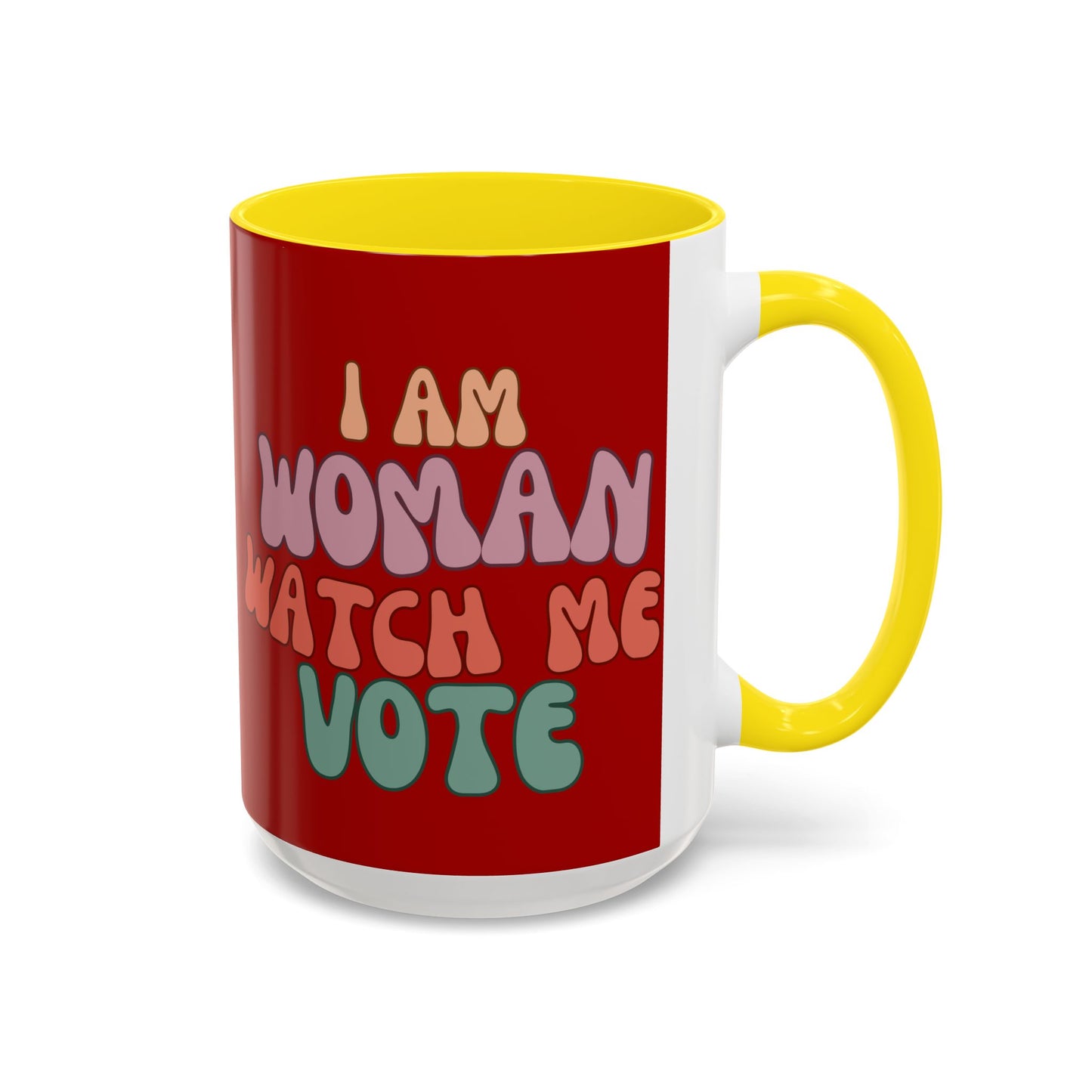 I Am Woman Watch Me Vote Red Accent Mug by theGreenDragonTavern.shop