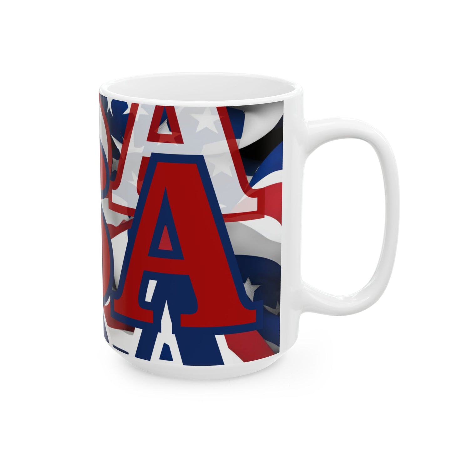 USA! USA! USA Red font Patriot White Mug by theGreenDragonTavern.shop