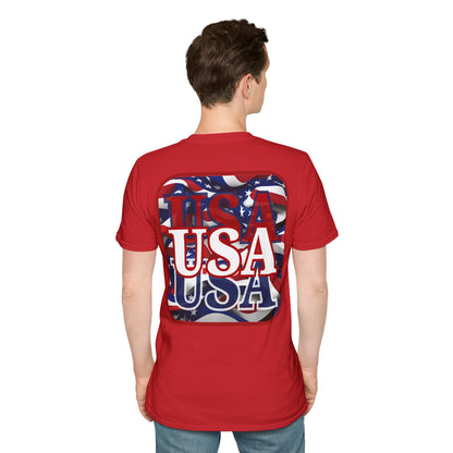 2-sided, Red WHITE and Blue USA Patriot Light colors Unisex T-Shirt by theGreenDragonTavern.shop