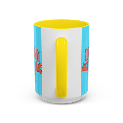 I Am Woman Watch Me Vote Light Blue Accent Mug by theGreenDragonTavern.shop