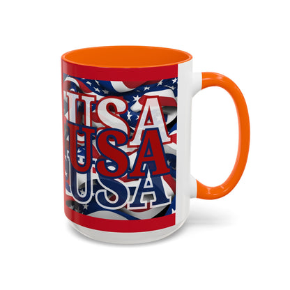 USA Red font Center Patriot Red Accent Mug by theGreenDragonTavern.shop
