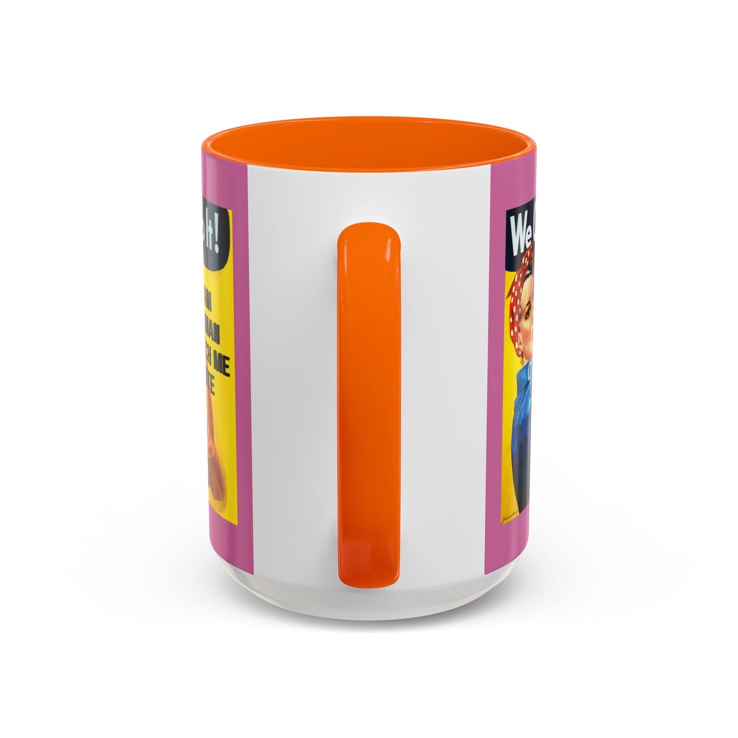 I Am Woman Watch Me Vote Rosie Pink Accent Mug by theGreenDragonTavern.shop