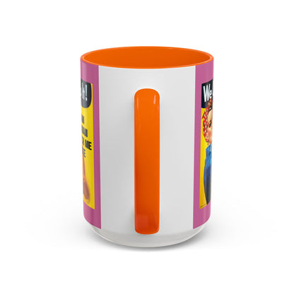 I Am Woman Watch Me Vote Rosie Pink Accent Mug by theGreenDragonTavern.shop