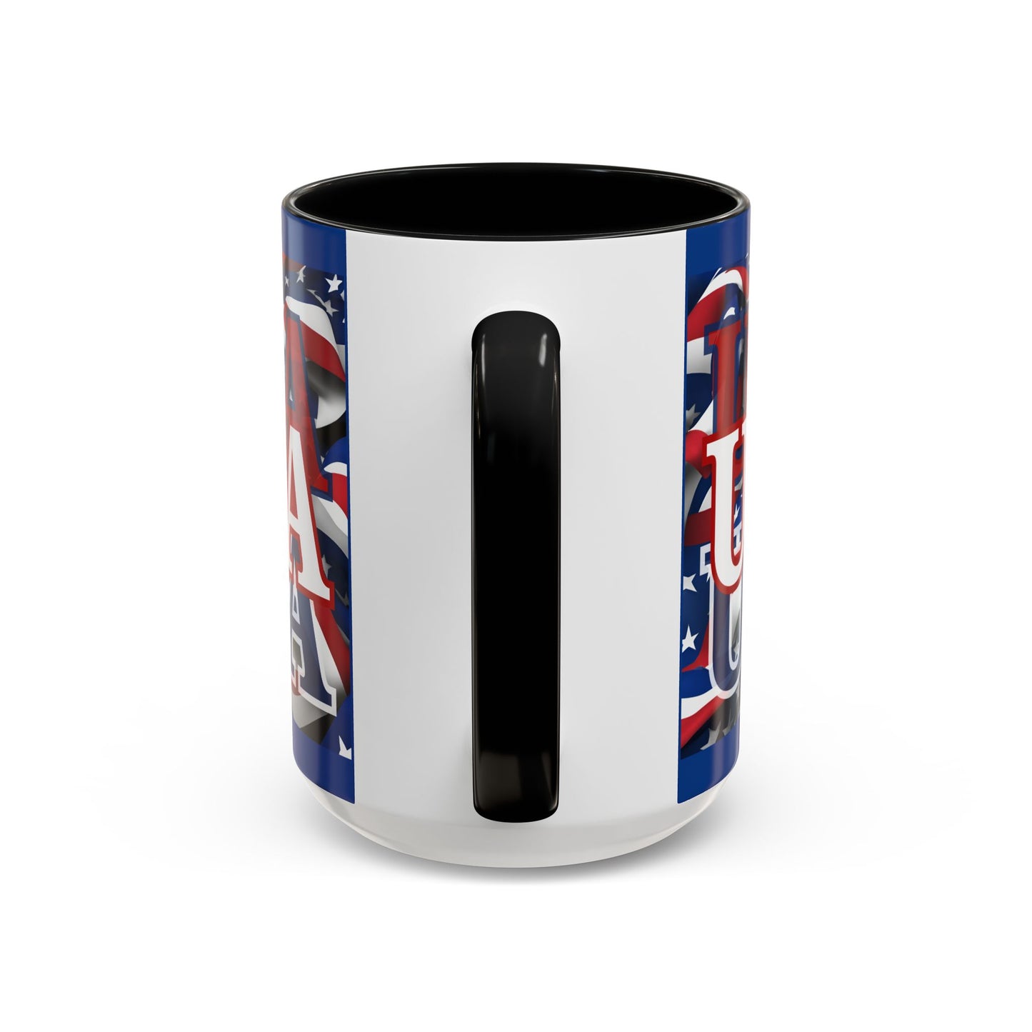 USA White font Center Patriot Blue Accent Mug by theGreenDragonTavern.shop