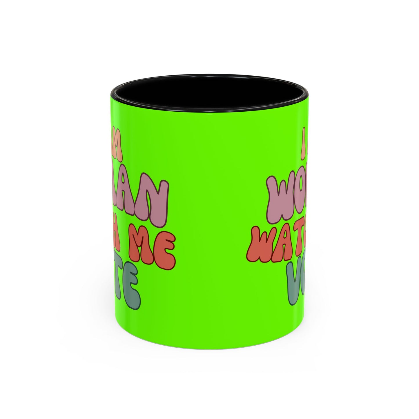 I Am Woman Watch Me Vote Light Green Accent Mug by theGreenDragonTavern.shop