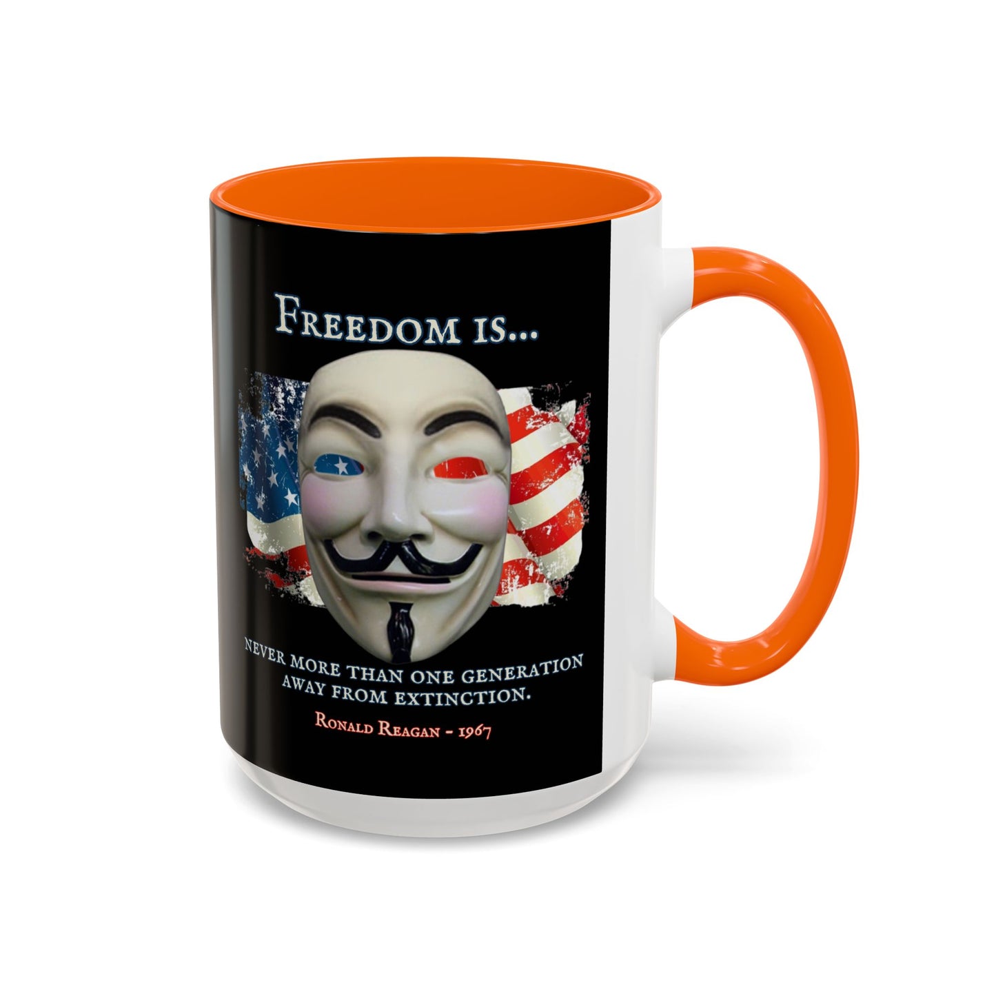 Ronald Reagan Freedom Vendetta Black Accent Mug by theGreenDragonTavern.shop