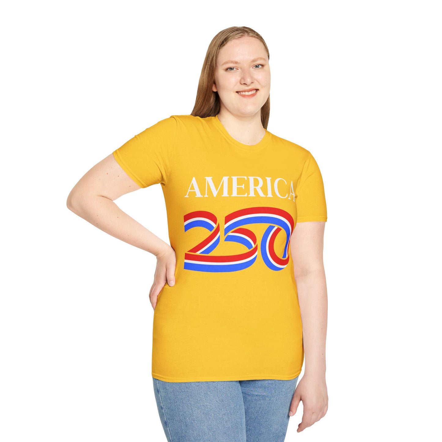 America 250 White font, Light colors, Unisex T-Shirt by theGreenDragonTavern.shop